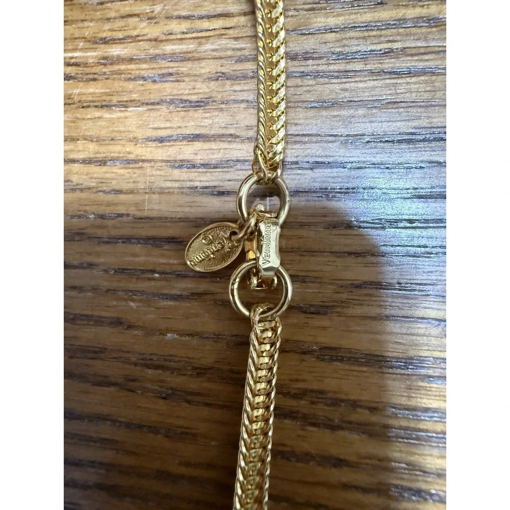 Vintage Vendome Necklace Signed Vendome long gold tone Thick chain necklace 36